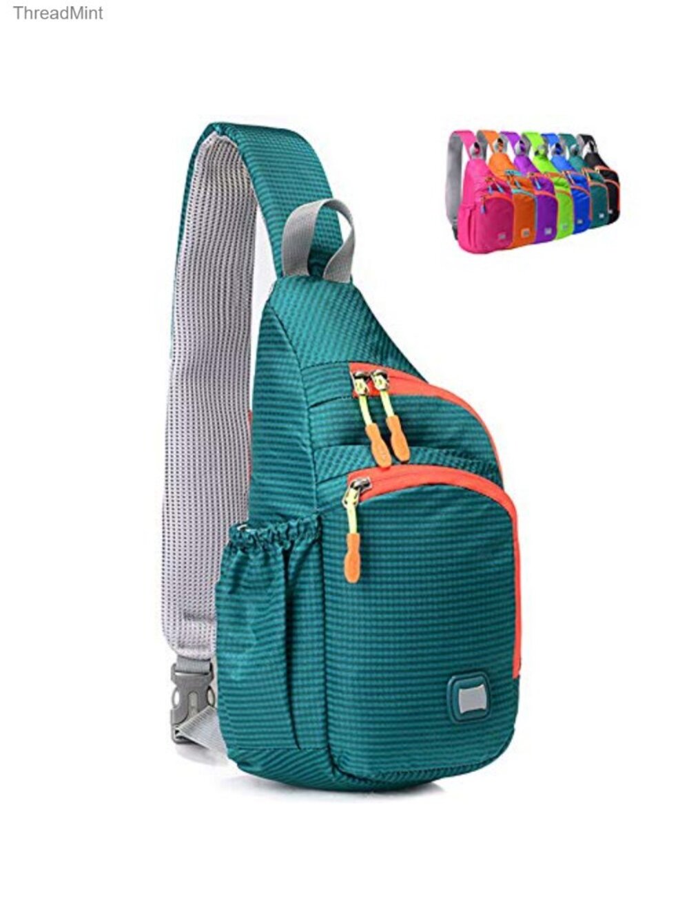 Water Resistant Nylon Sling Backpack Crossbody Daypack with Bottle Holder